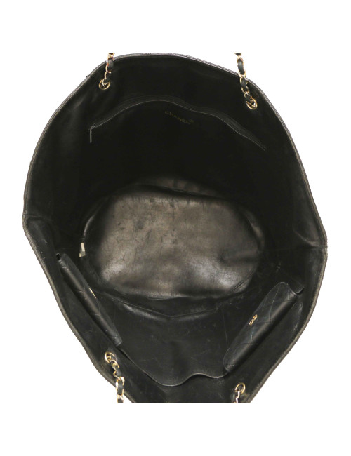 Cabas vintage CHANEL cuir d'agneau noir