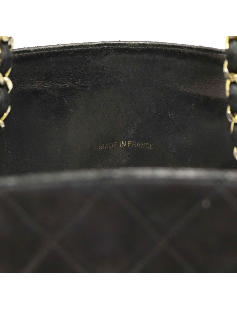 Cabas vintage CHANEL cuir d'agneau noir