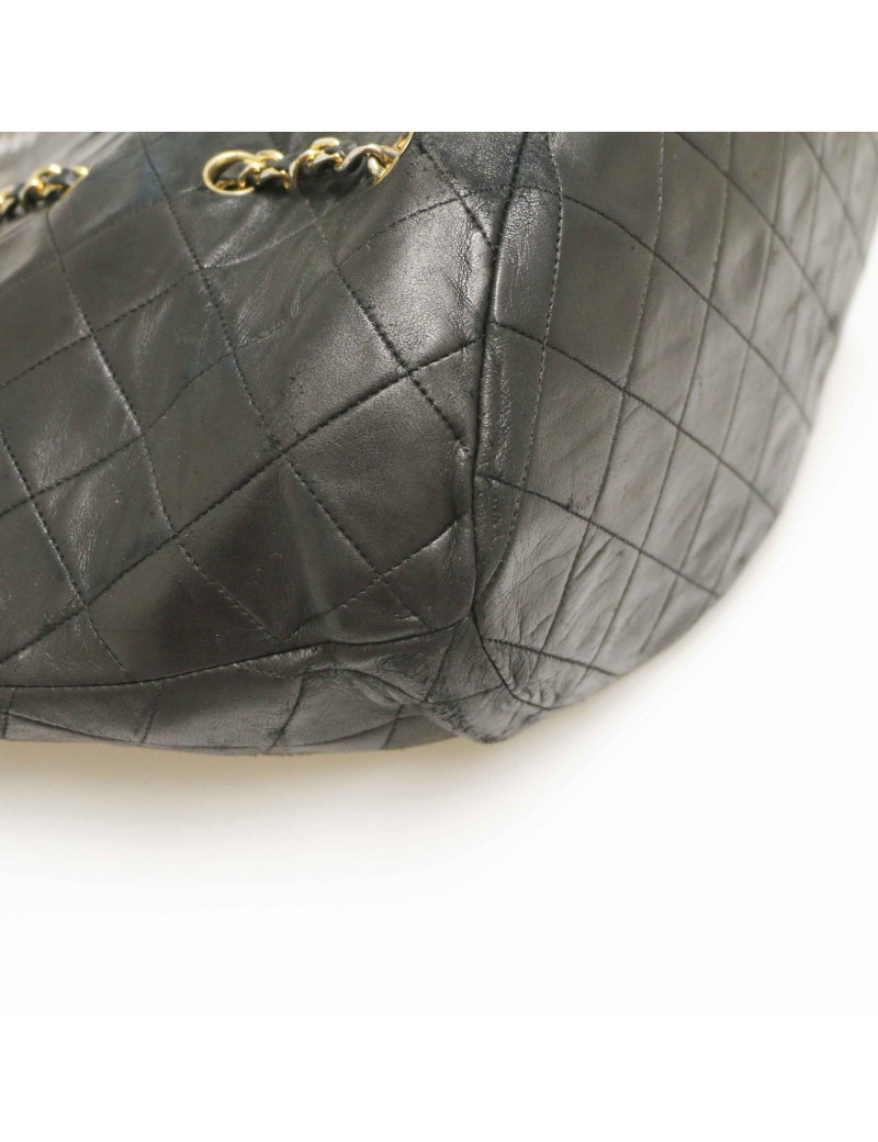 Cabas vintage CHANEL cuir d'agneau noir