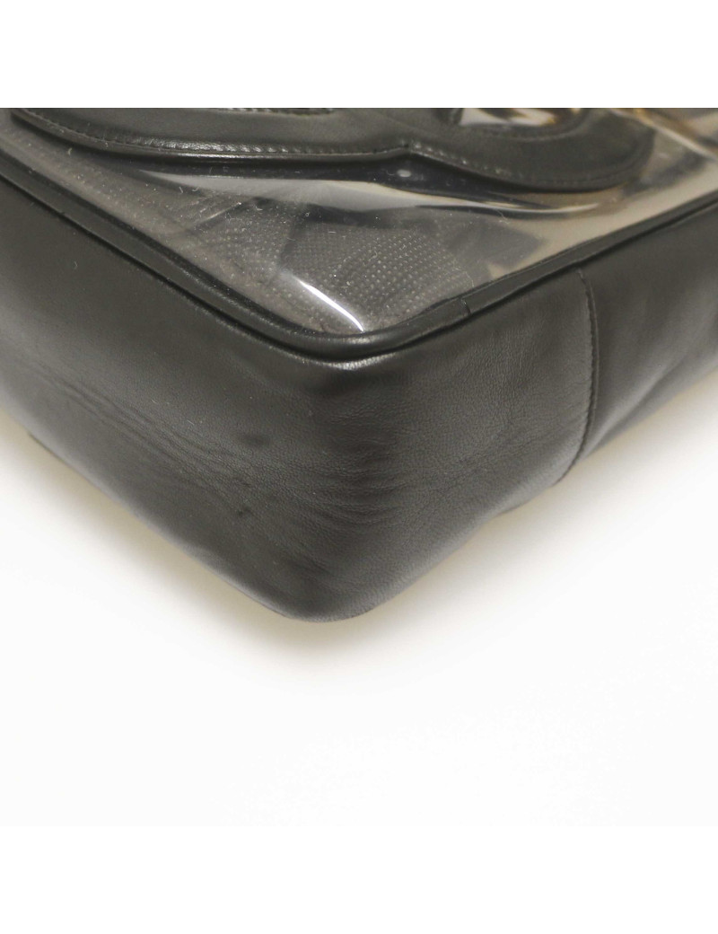 Cabas CHANEL vintage transparent CC en cuir