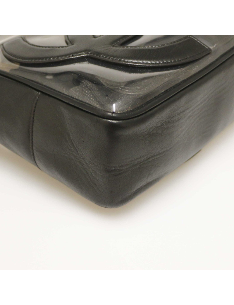 Cabas CHANEL vintage transparent CC en cuir
