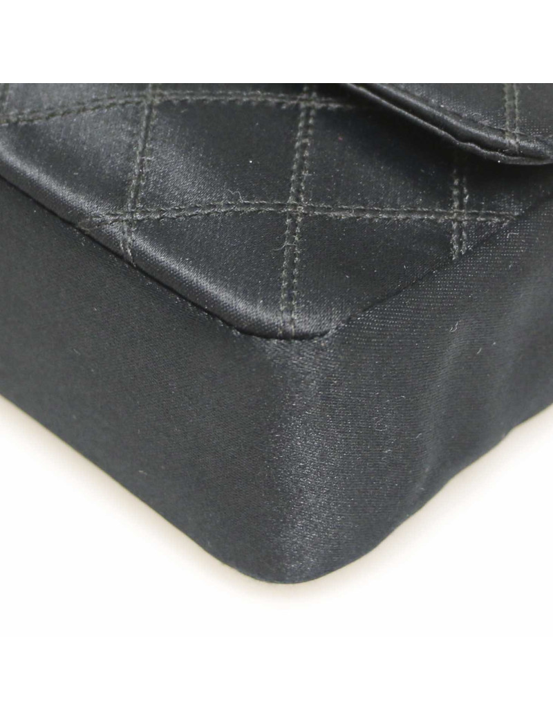 Mini sac CHANEL satin noir Vintage