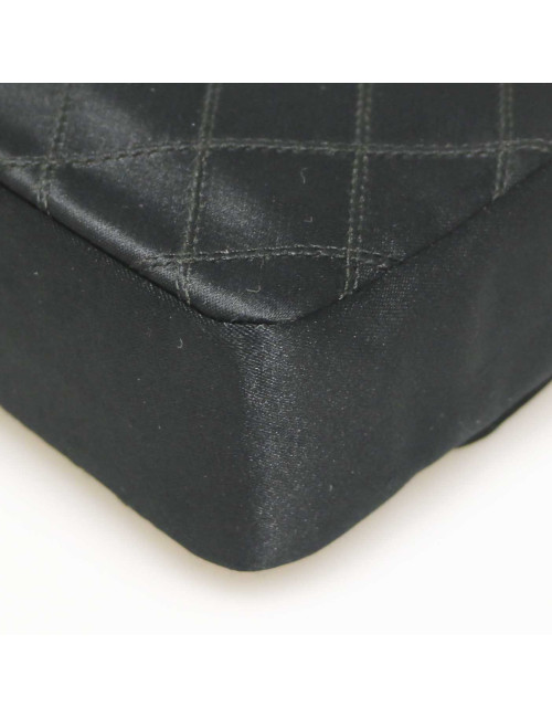 Mini sac CHANEL satin noir Vintage