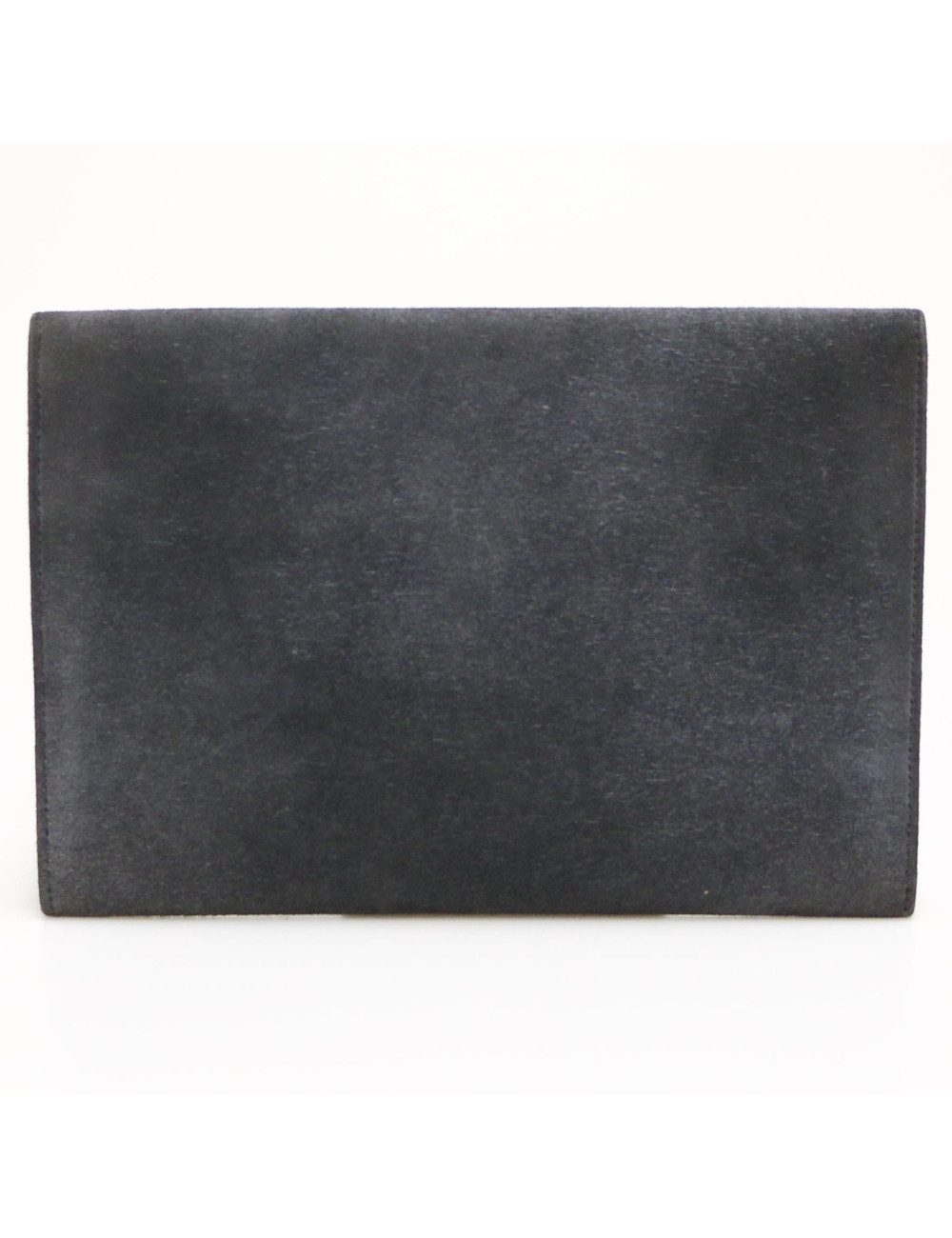 HERMES grey suede Rio clutch