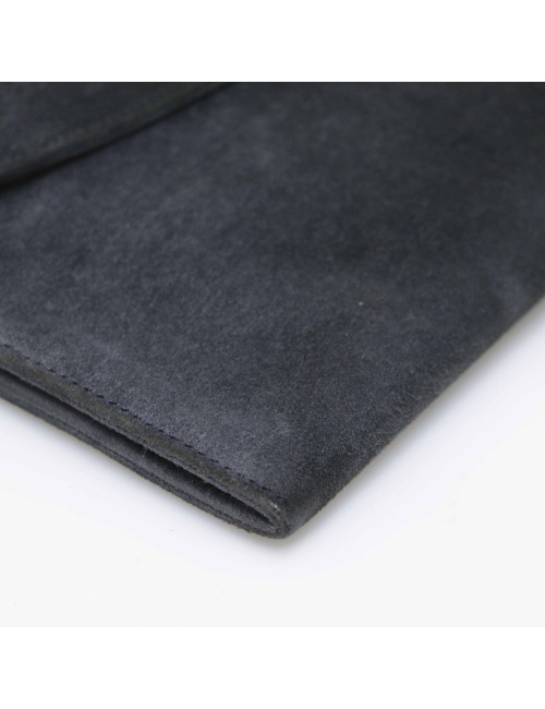 HERMES grey suede Rio clutch