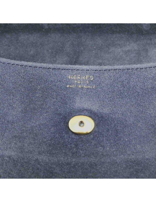 HERMES grey suede Rio clutch