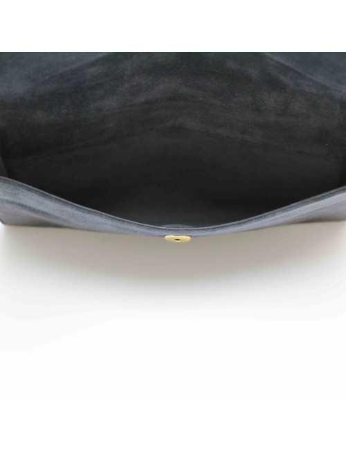 HERMES grey suede Rio clutch