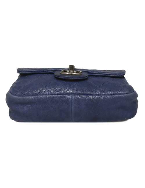 Mini sac Classique CHANEL cuir bleu