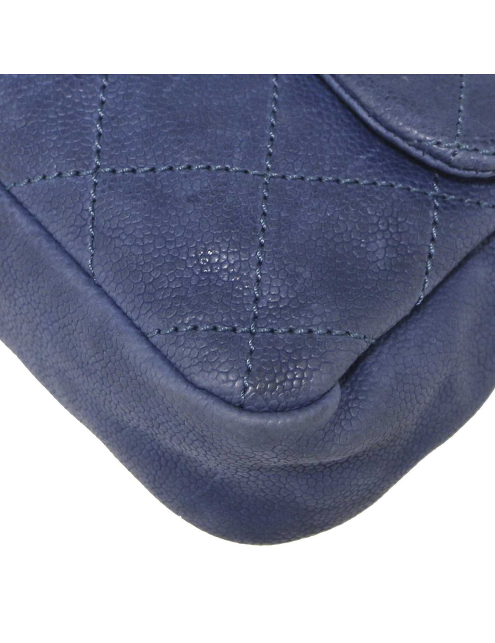 Mini sac Classique CHANEL cuir bleu