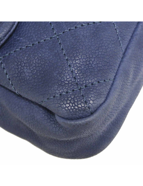 Mini sac Classique CHANEL cuir bleu