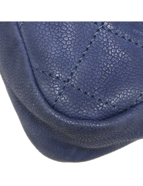 Mini sac Classique CHANEL cuir bleu