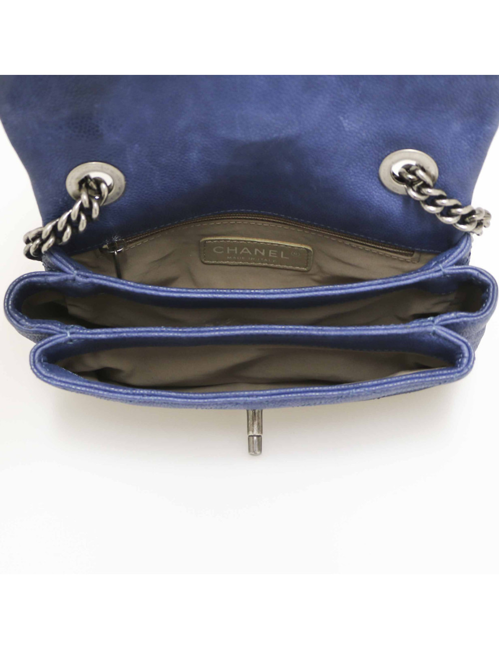 Mini sac Classique CHANEL cuir bleu