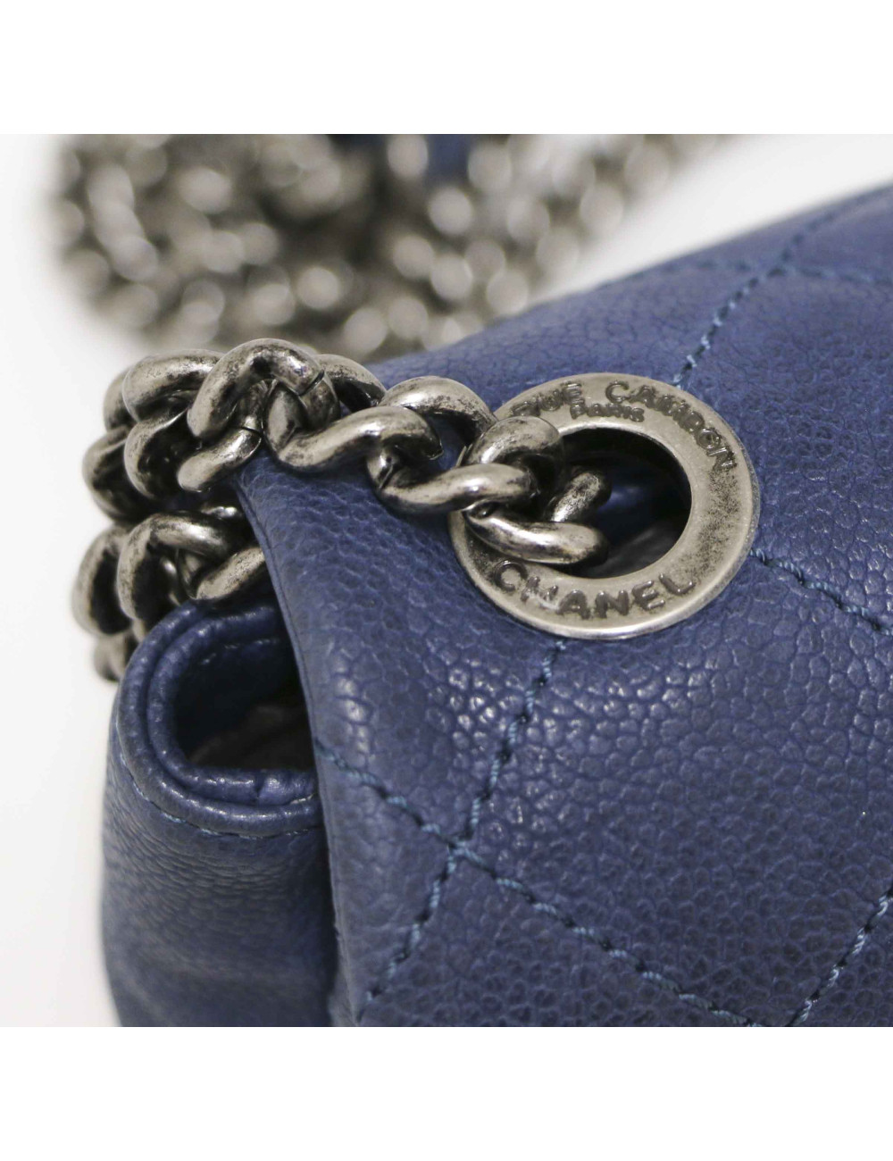 Mini sac Classique CHANEL cuir bleu