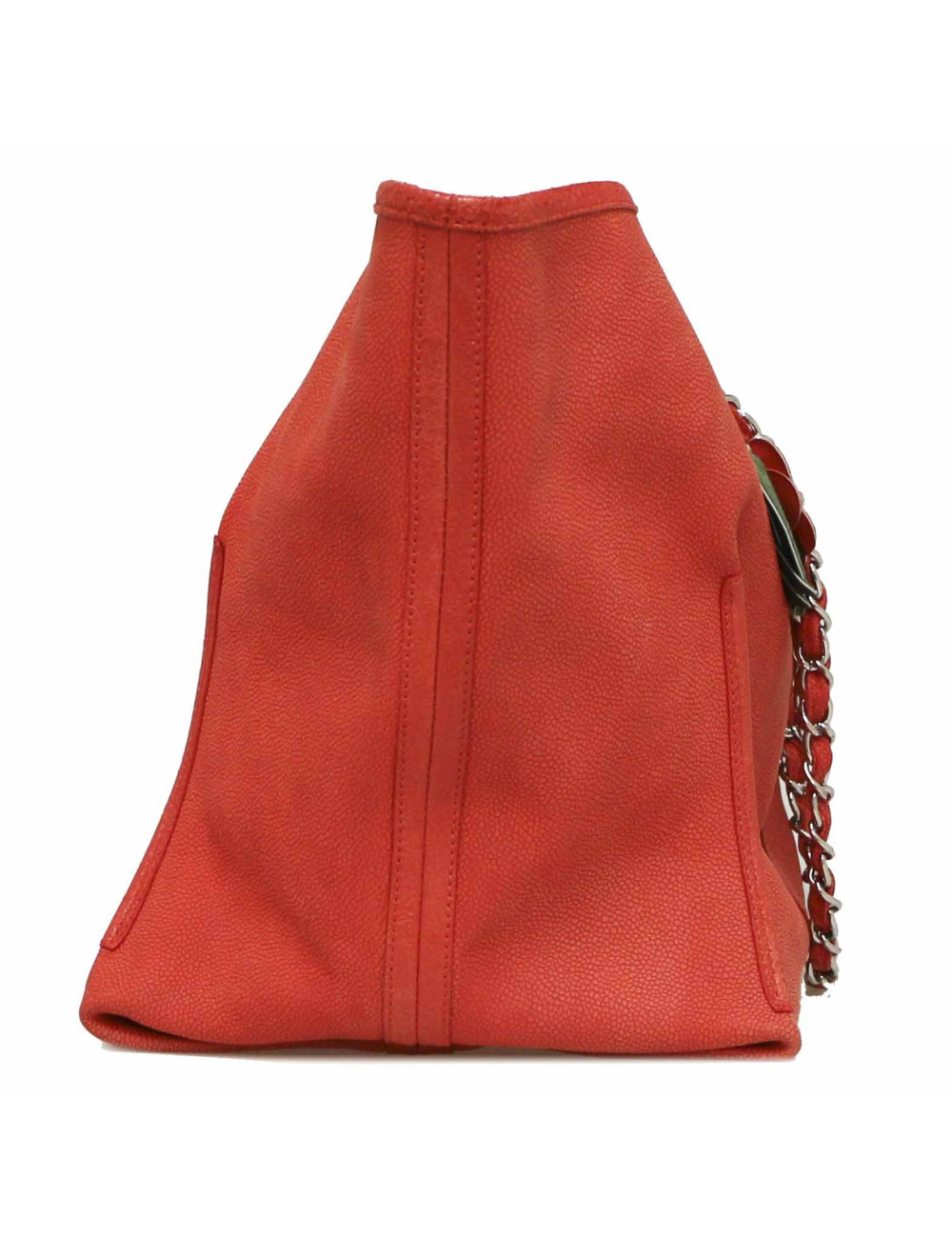 CHANEL vermillion grained leather tote bag