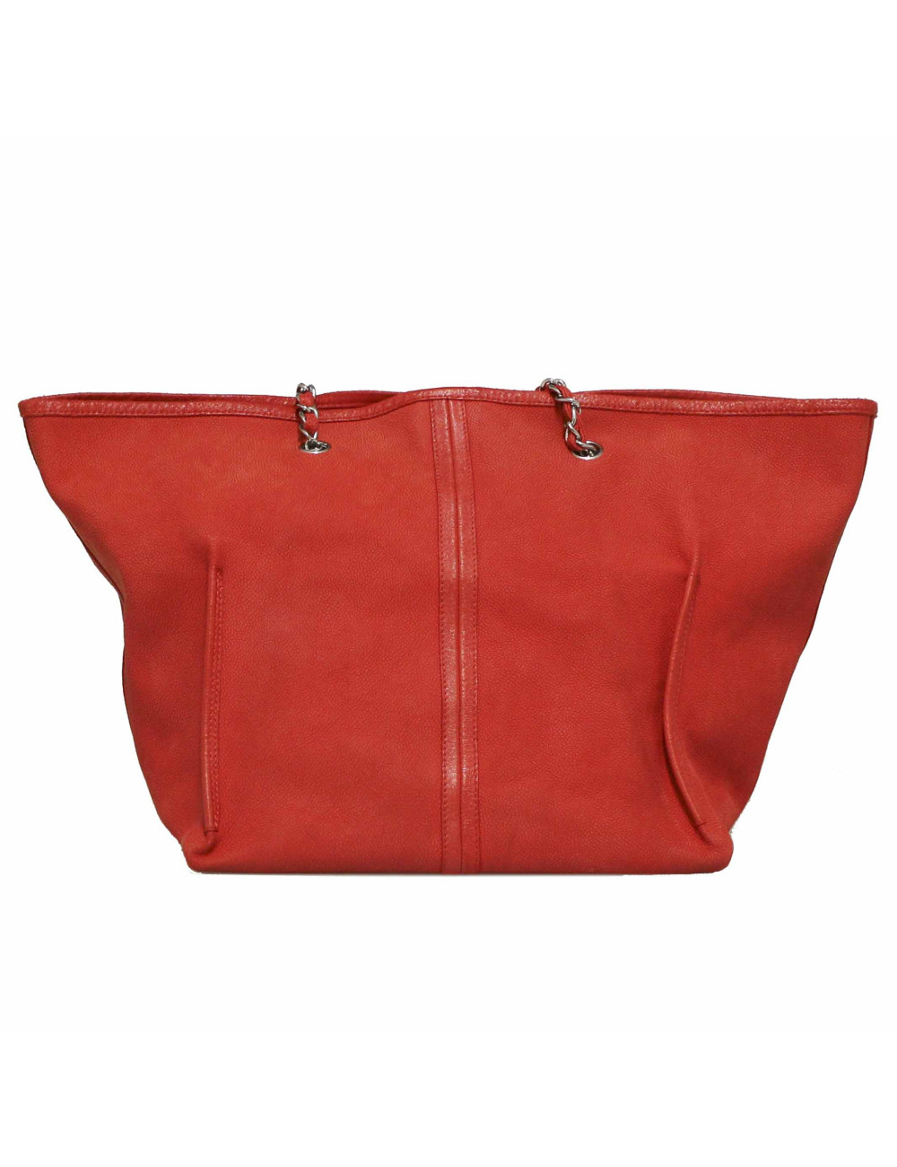 CHANEL vermillion grained leather tote bag