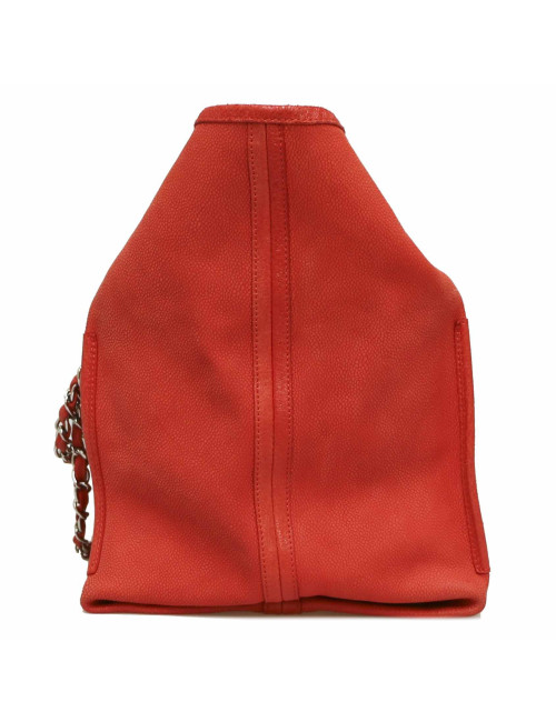 CHANEL vermillion grained leather tote bag