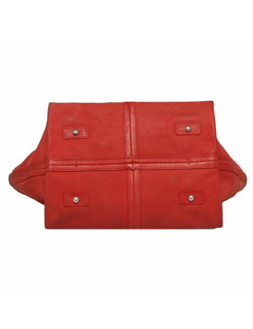 CHANEL vermillion grained leather tote bag