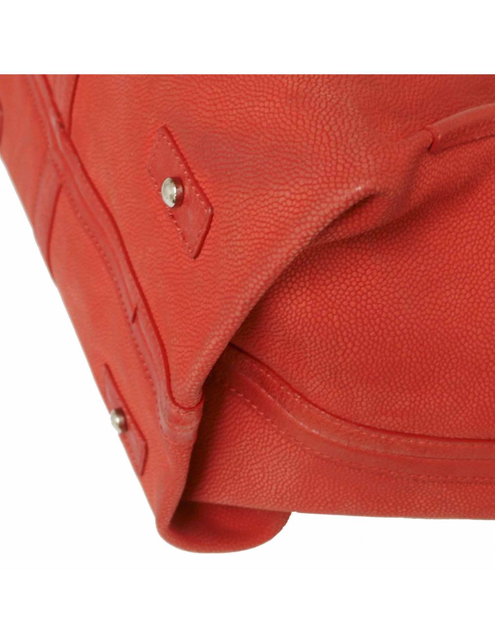 CHANEL vermillion grained leather tote bag