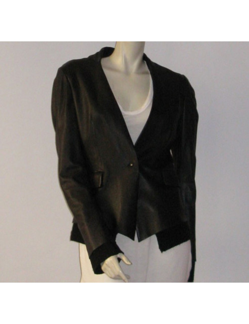 veste ISAAC SELLAM cuir et laine t 40 fr