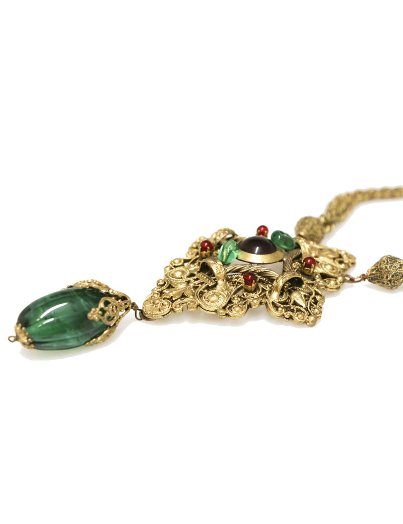 Sautoir GRIPOIX Pâte de verre Vintage