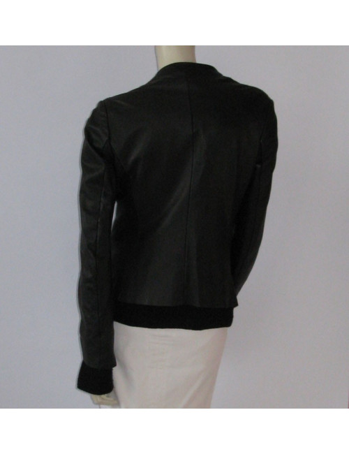 veste ISAAC SELLAM cuir et laine t 40 fr