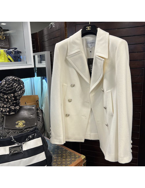 Caban T 42 CHANEL laine blanc