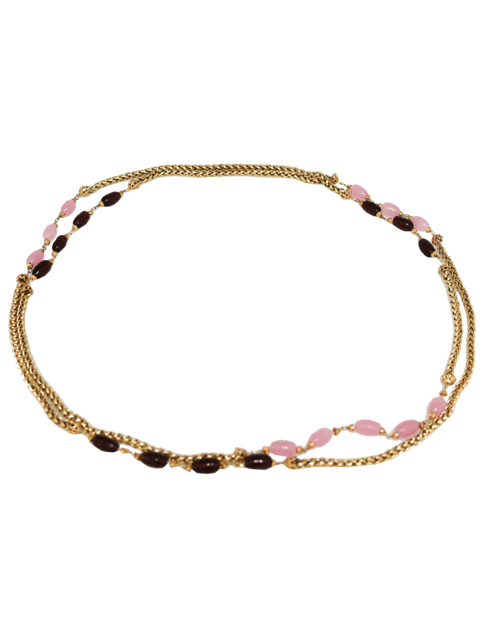 Sautoir marguerite de valois chaine et pâte de verre 