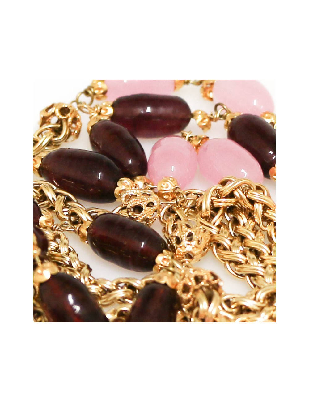 Sautoir marguerite de valois chaine et pâte de verre 