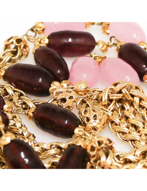 Sautoir marguerite de valois chaine et pâte de verre 