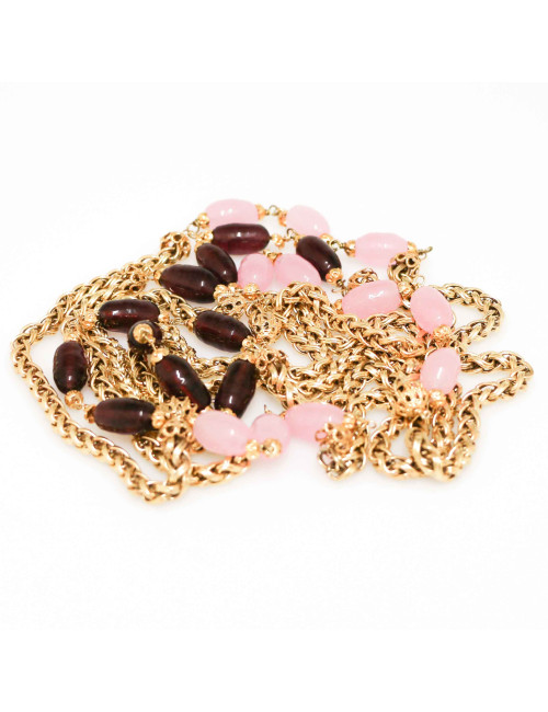 Sautoir marguerite de valois chaine et pâte de verre 