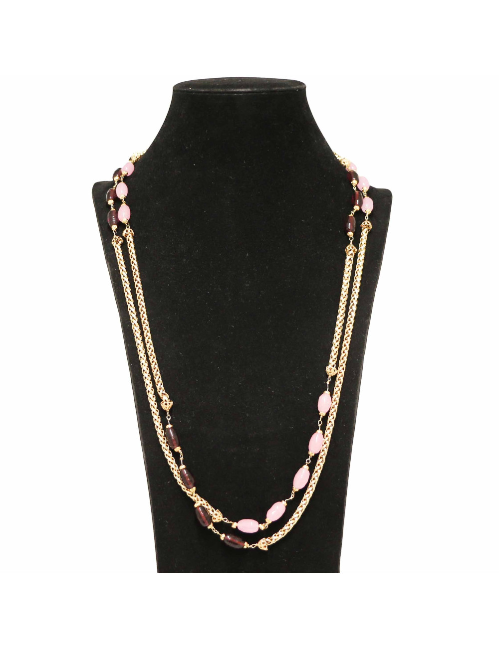 Sautoir marguerite de valois chaine et pâte de verre 