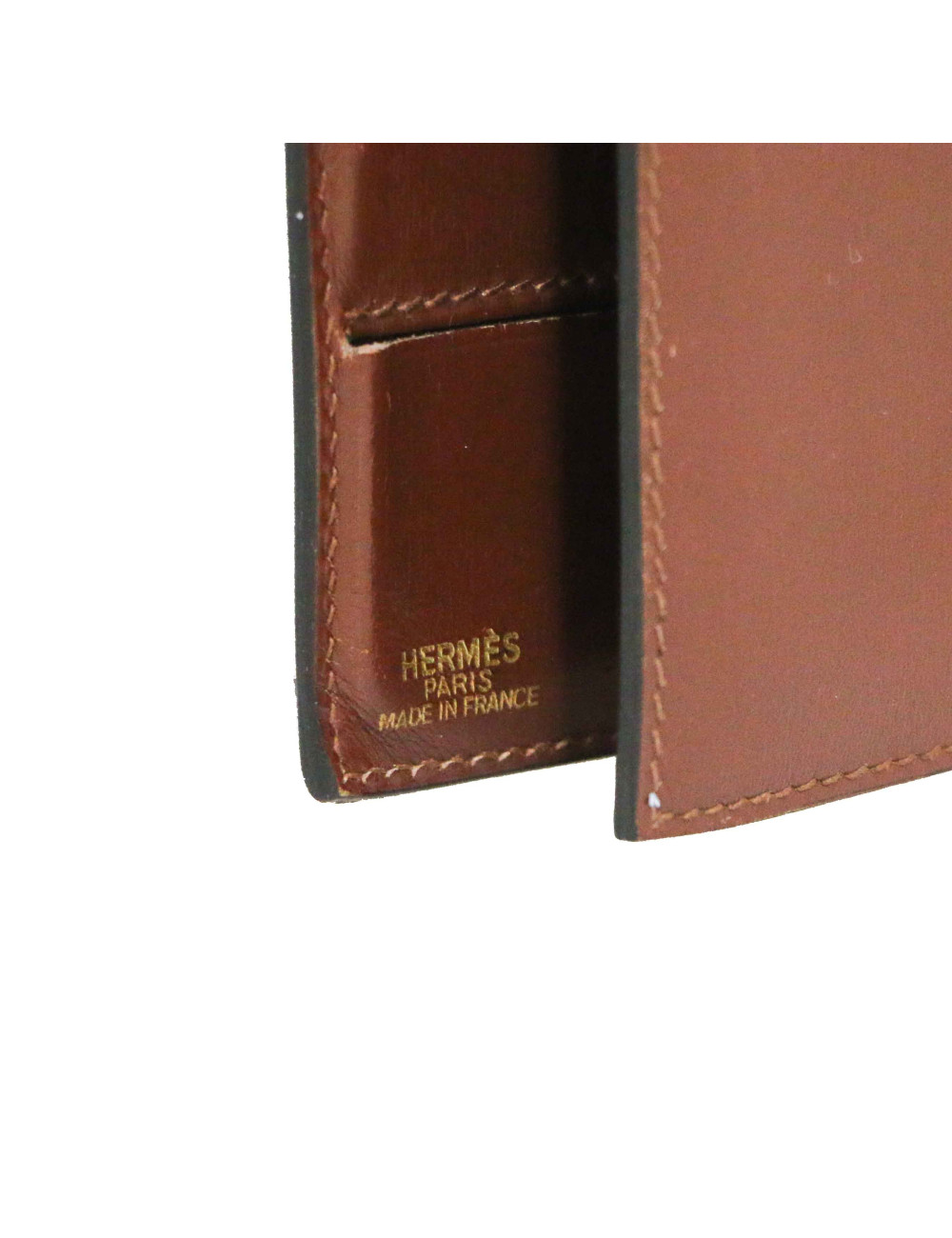 A REPARER Porte cartes répertoire HERMES cuir marron