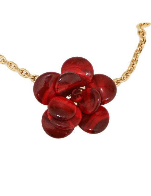 MARGUERITE DE VALOIS ruby molten glass camellia necklace