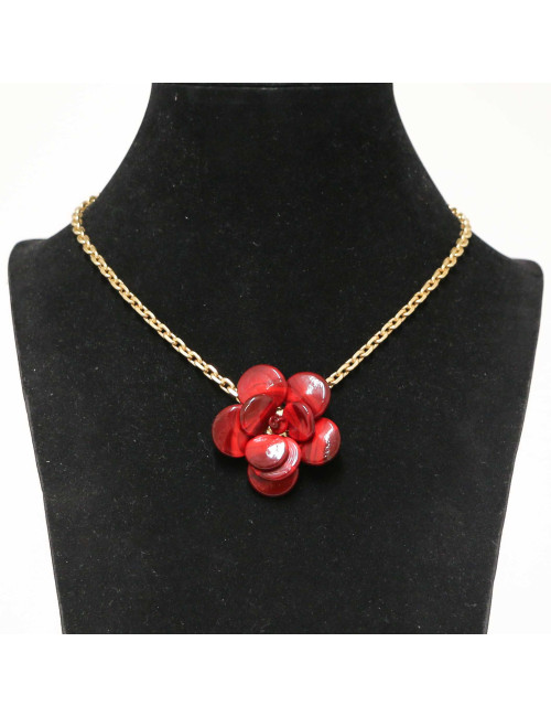 Collier caméia MARGUERITE DE VALOIS rouge