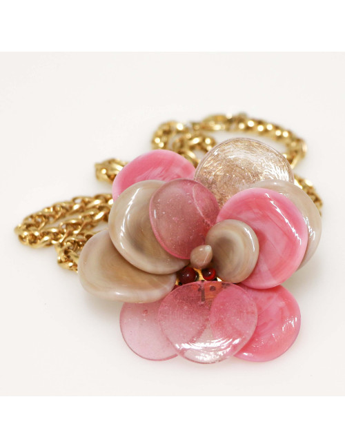 Collier camelia MARGUERITE DE VALOIS rose