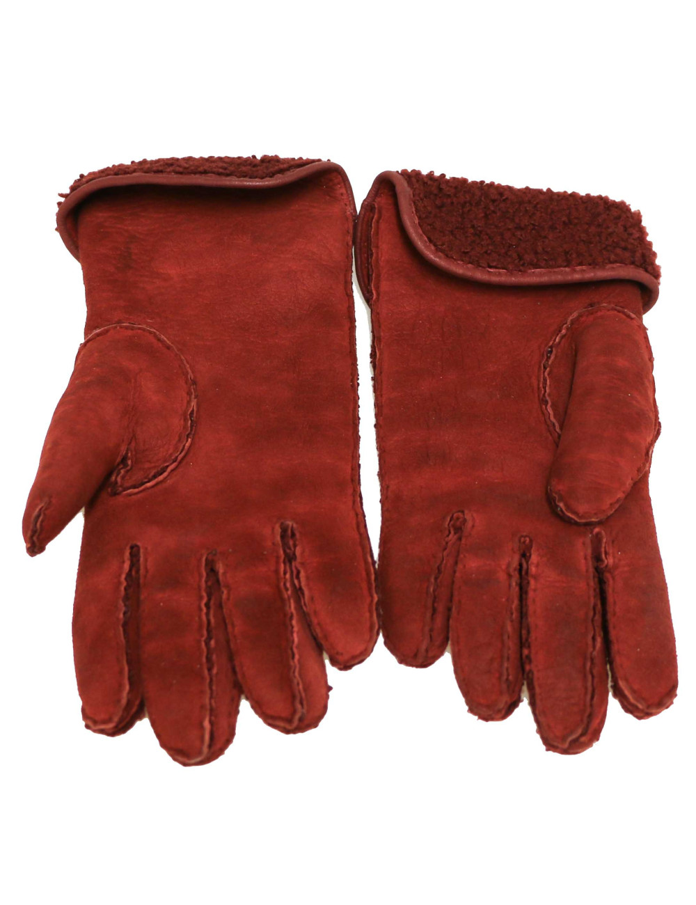 Gants HERMES peau retournée bordeaux