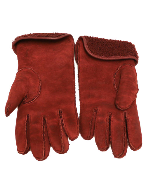 Gants HERMES peau retournée bordeaux