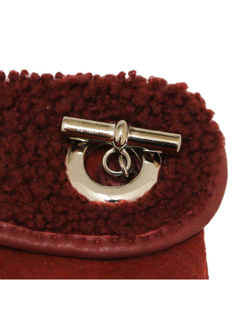 Gants HERMES peau retournée bordeaux