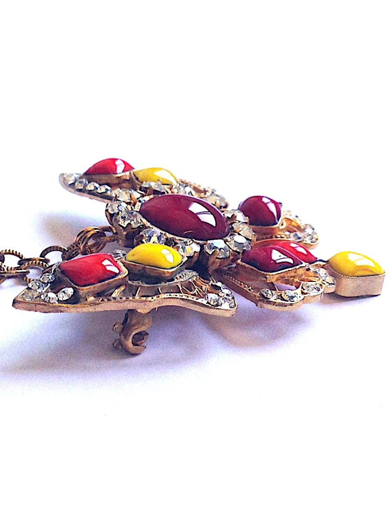 MARGUERITE DE VALOIS couture molten glass and Swarovski crystals butterfly necklace