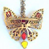 Necklace Butterfly brooch sewing MARGUERITE DE VALOIS in glass paste and swarowski strass