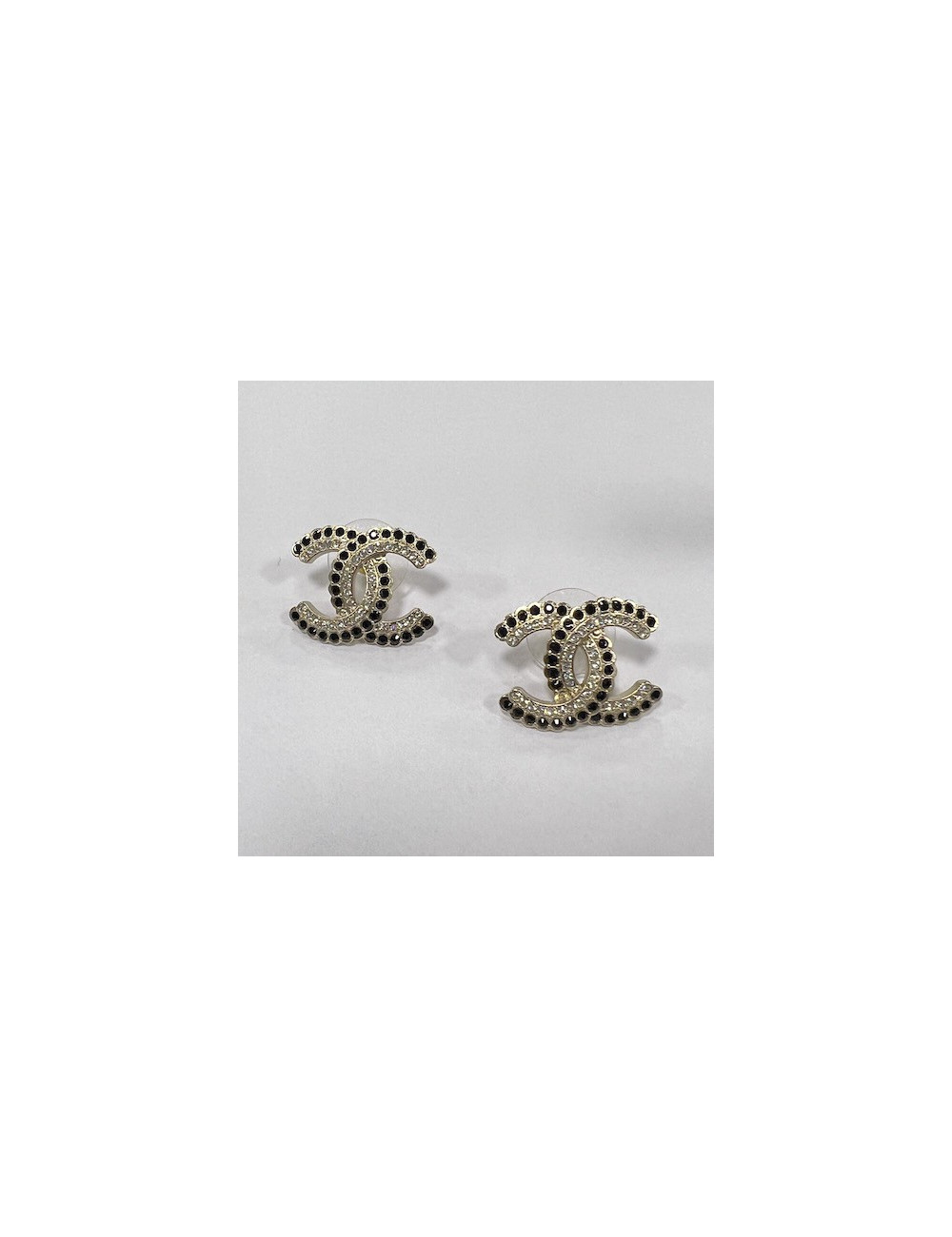 Boucles d'oreille perles noires  strass