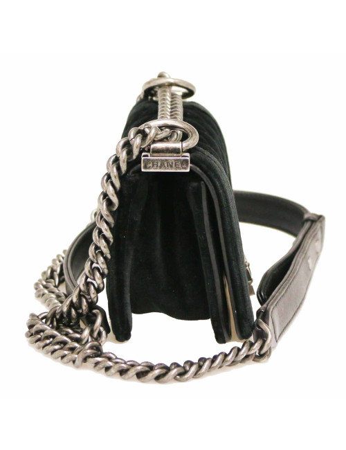 Mini sac Boy CHANEL velours noir