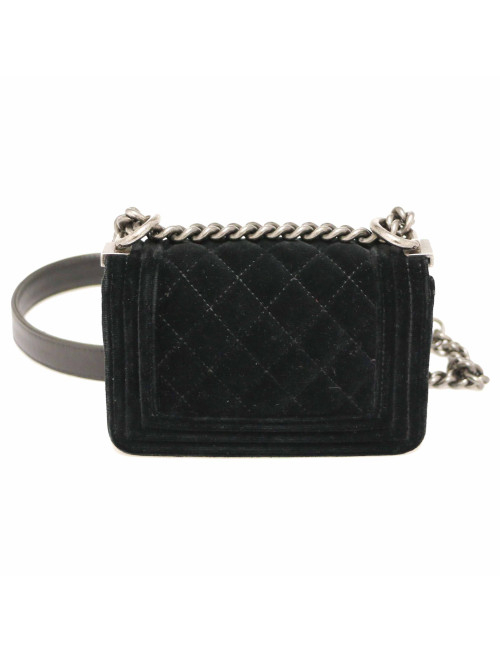 Mini sac Boy CHANEL velours noir