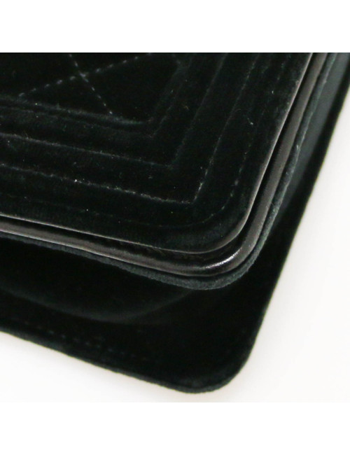 CHANEL black velvet mini Boy bag
