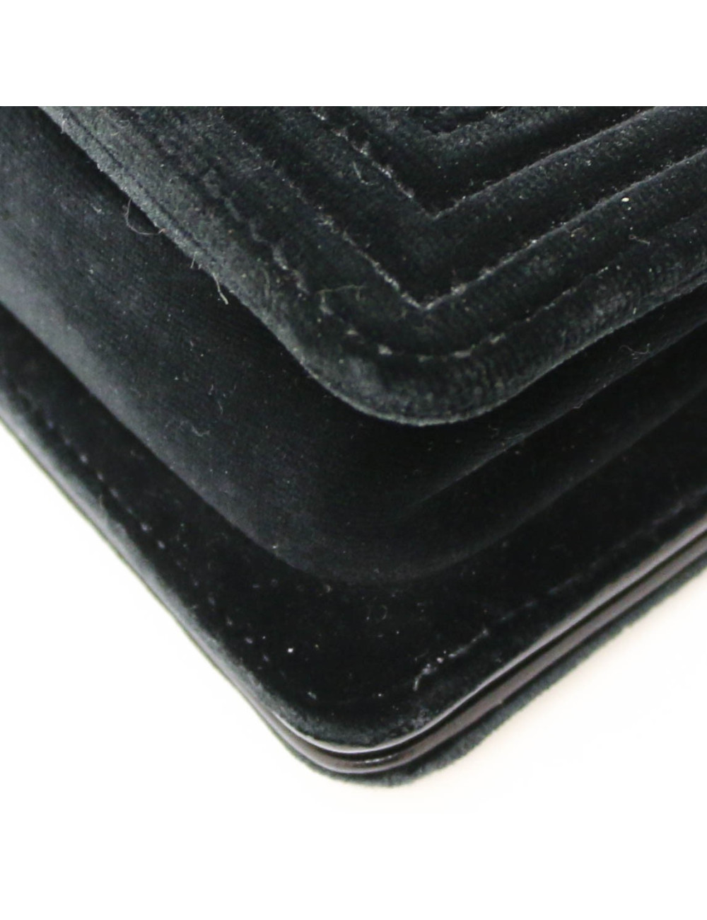 CHANEL black velvet mini Boy bag