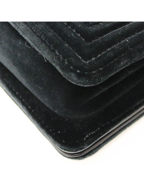 CHANEL black velvet mini Boy bag