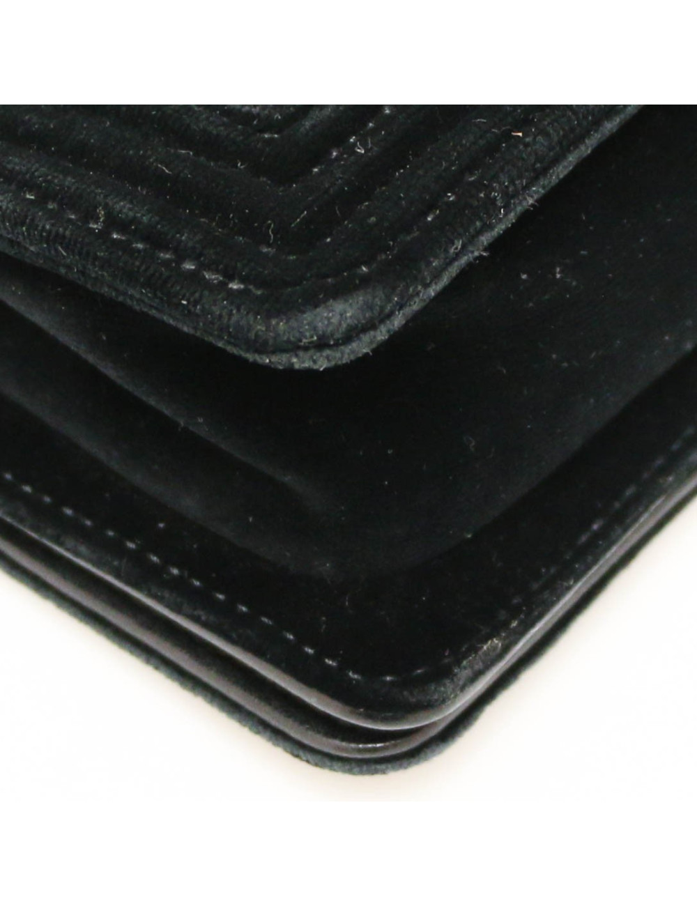 CHANEL black velvet mini Boy bag