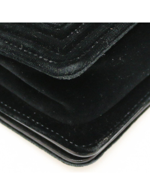 CHANEL black velvet mini Boy bag