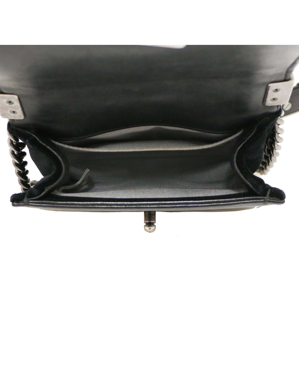 CHANEL black velvet mini Boy bag