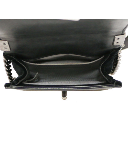 CHANEL black velvet mini Boy bag